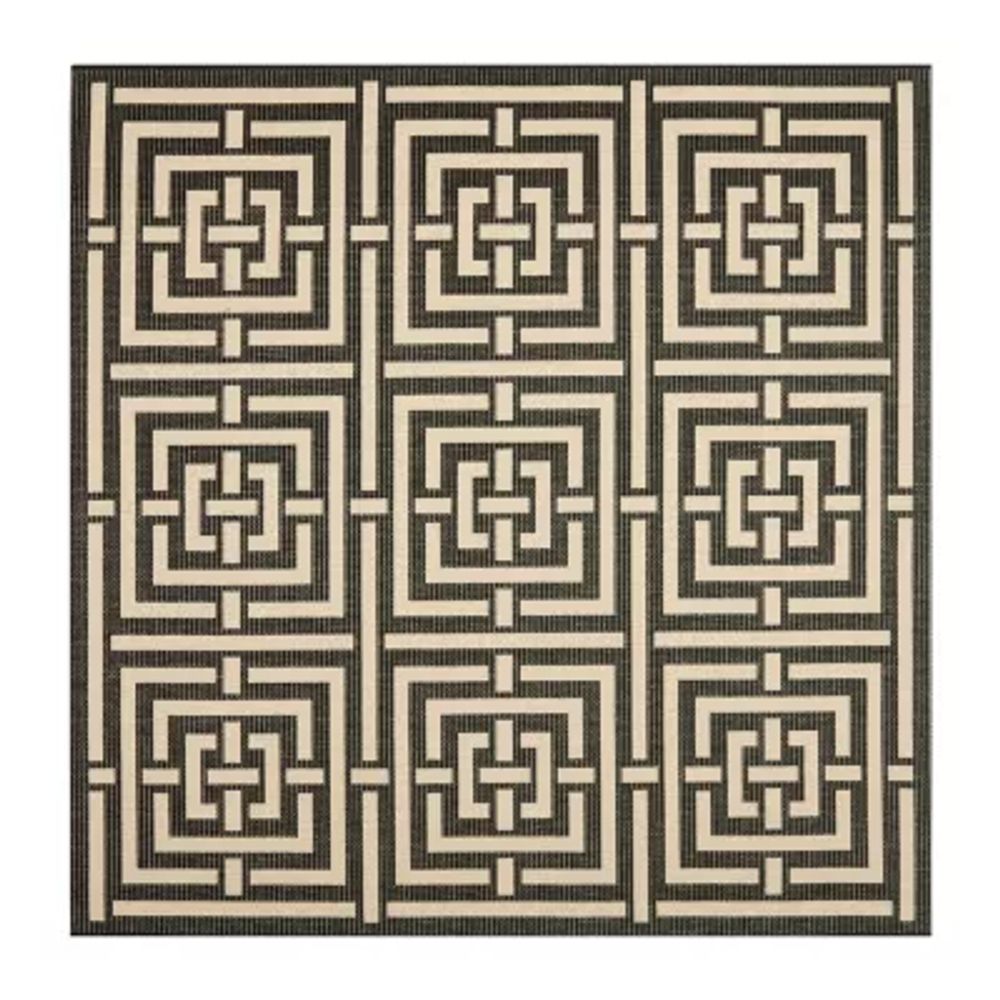 Safavieh Courtyard Collection Varvara Geometric Indoor/Outdoor Square Area Rug