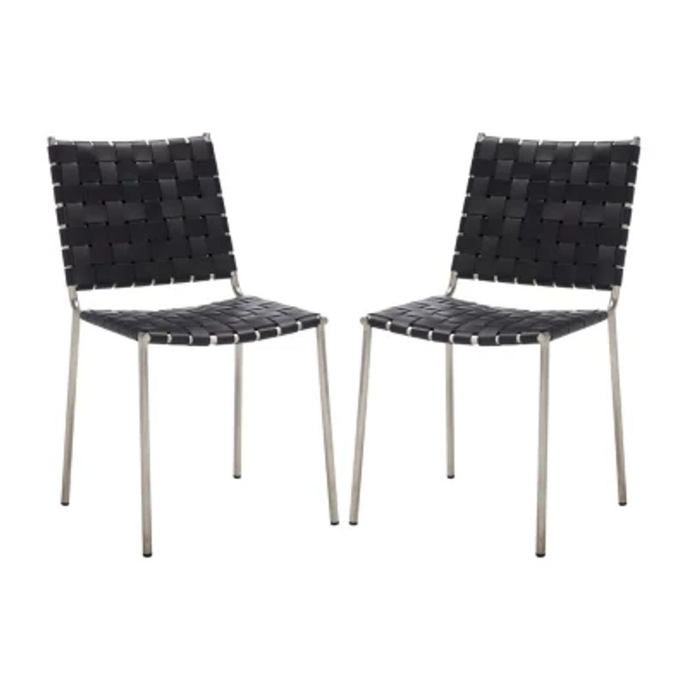 Wesson Leather Basket Woven Dining Chair - Set of 2