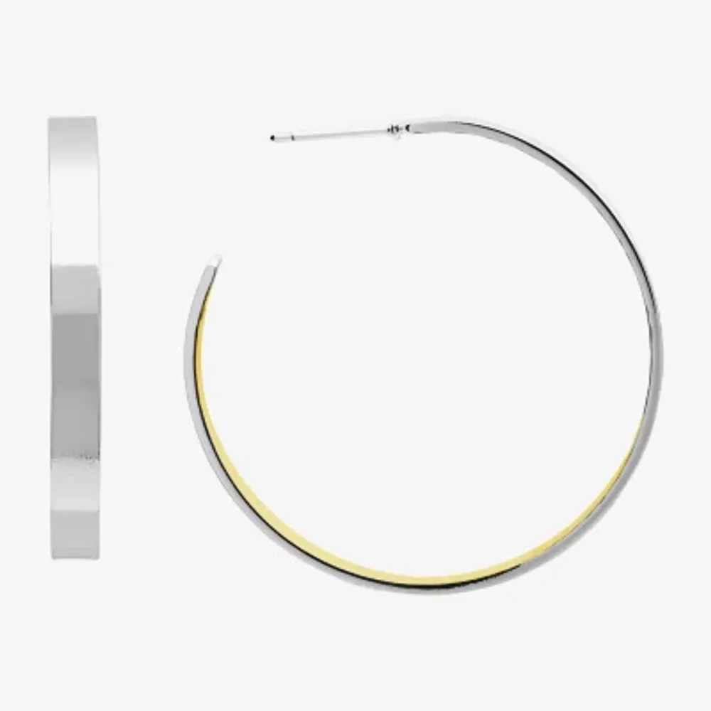 Silver Reflections Womens 14K Gold Over Brass 40mm Hypoallergenic Hoop Earrings