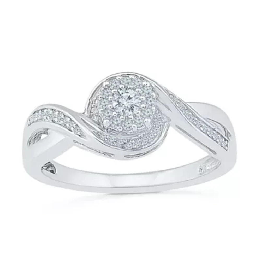Promise My Love Womens 1/5 CT. Natural White Diamond Sterling Silver Round Ring
