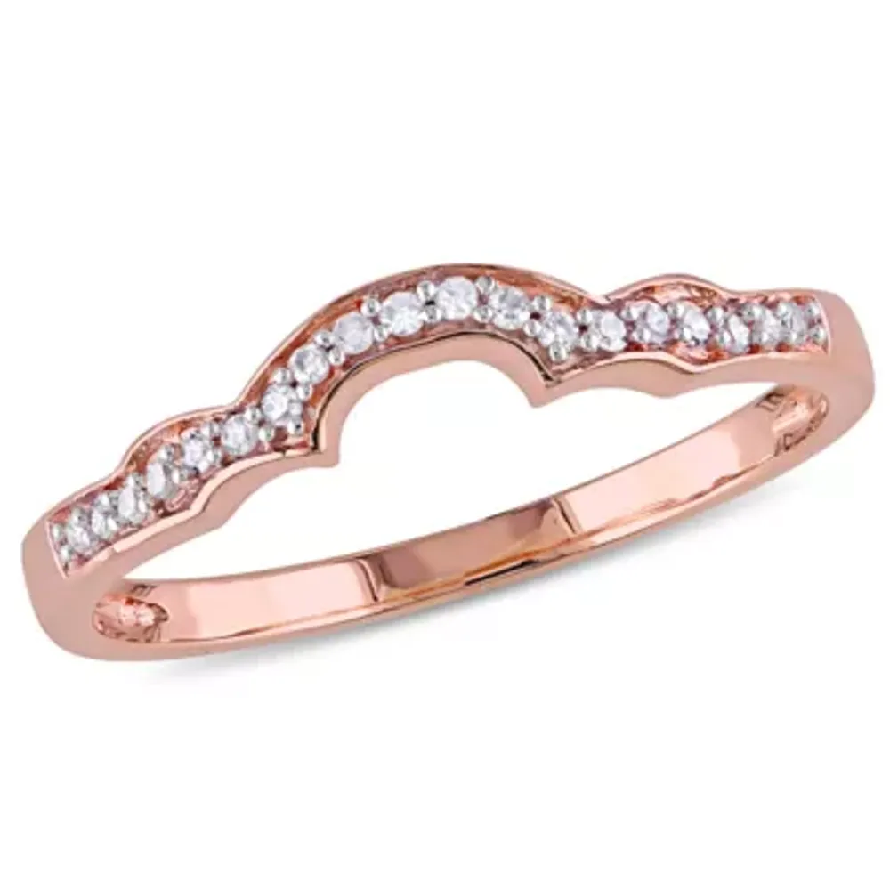 Womens Diamond Accent Natural White 10K Rose Gold Wedding Band