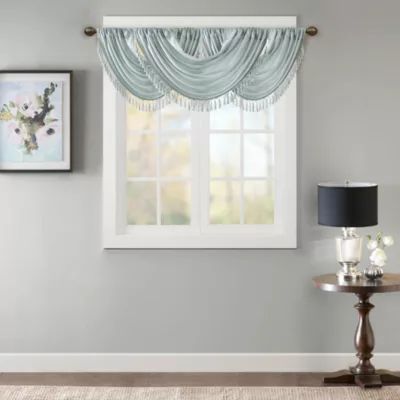 Madison Park Juline Faux Silk 38"W X 46"L Rod Pocket Waterfall Valance