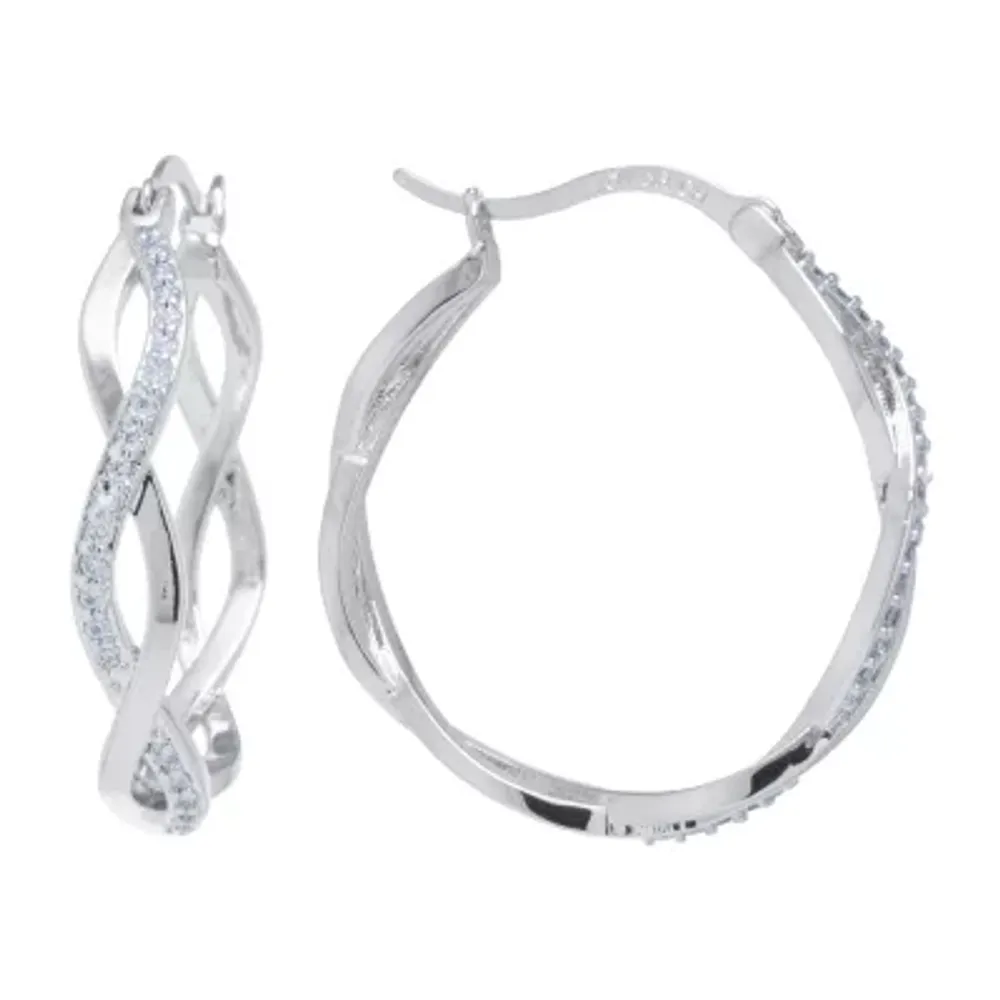 Sparkle Allure Womens Crystal 30mm Hoop Earrings