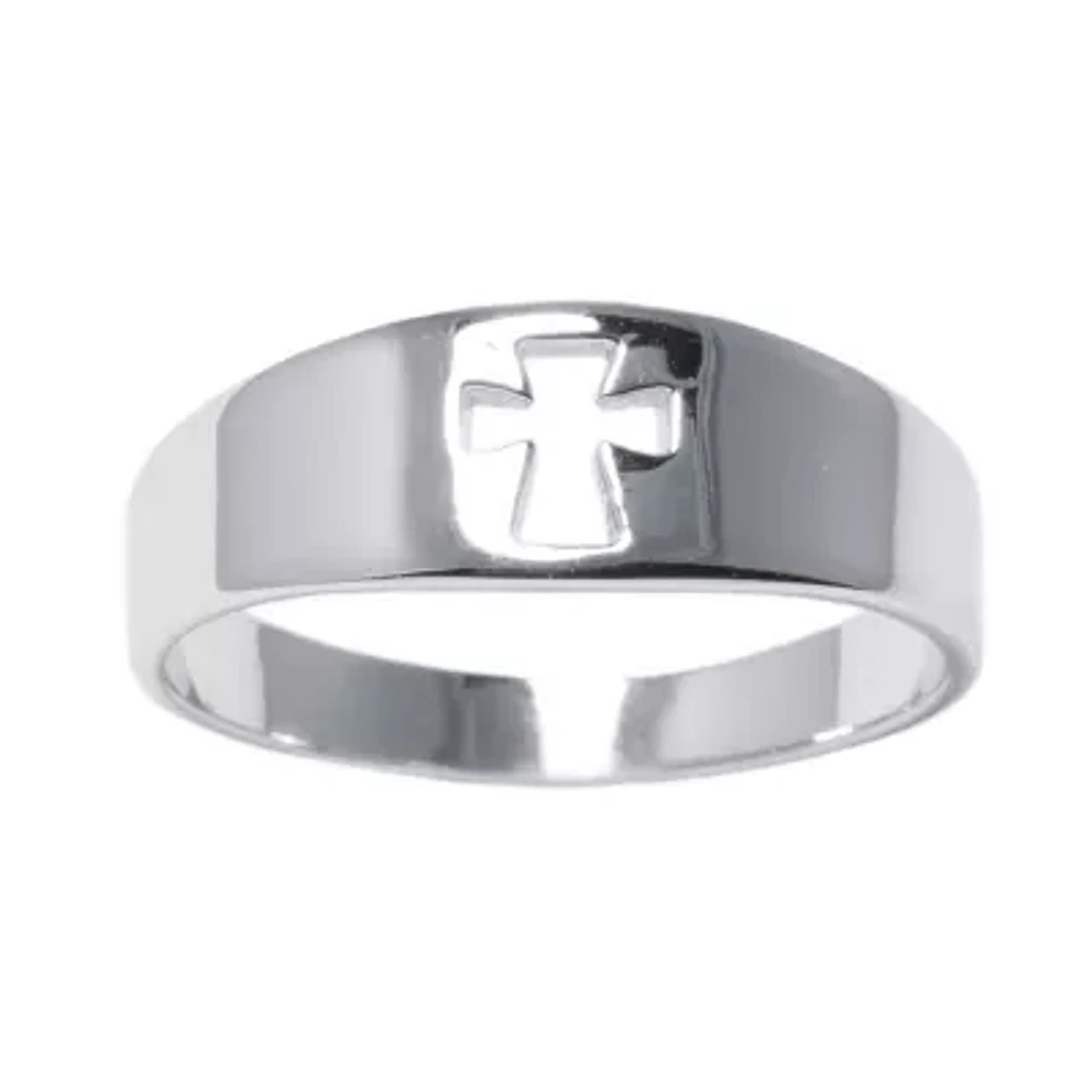 Silver Treasures Womens 2.5MM Sterling Cross Band