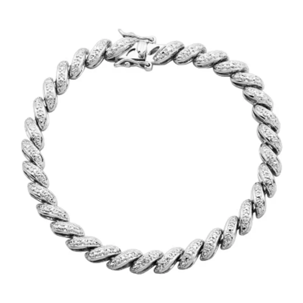 Silver Reflections Womens Natural White Diamond Accent Pure Silver Over Brass Round 7.25 Inch Tennis Bracelet