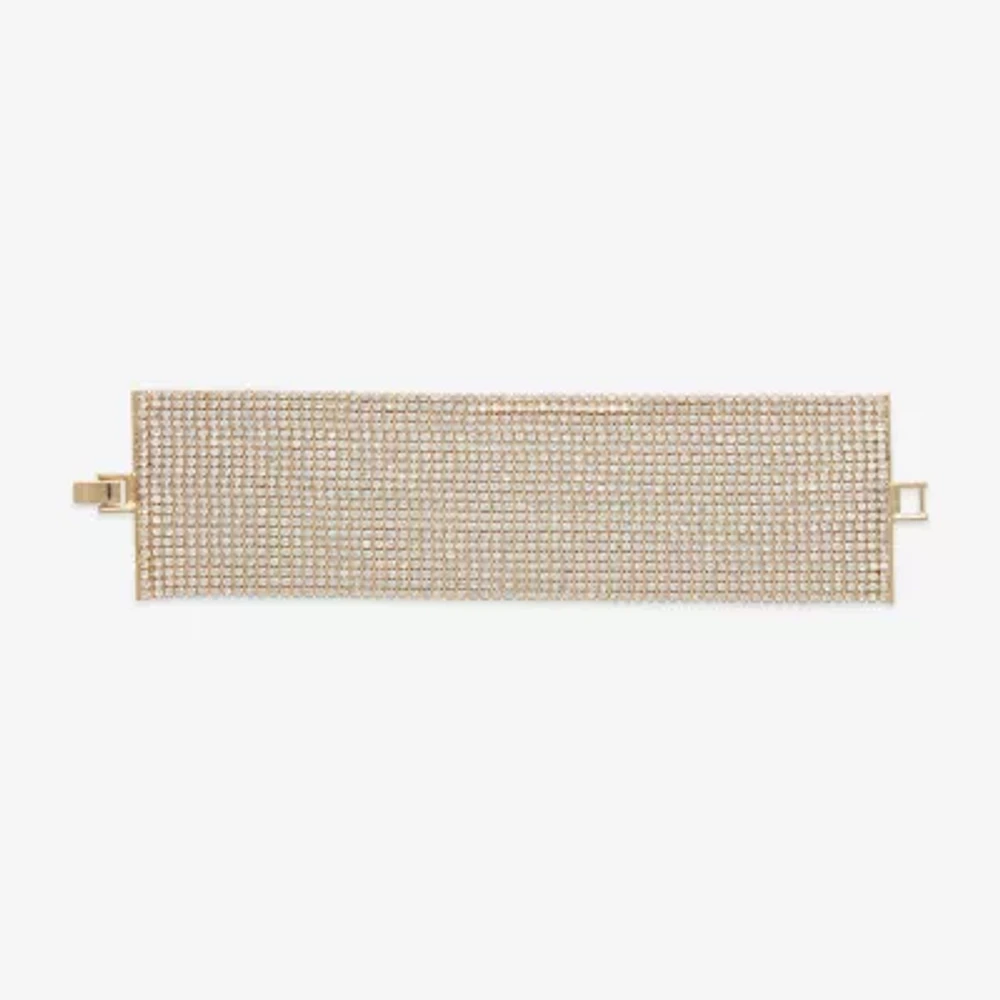 Bijoux Bar Gold Tone Womens Glass Cuff Bracelet