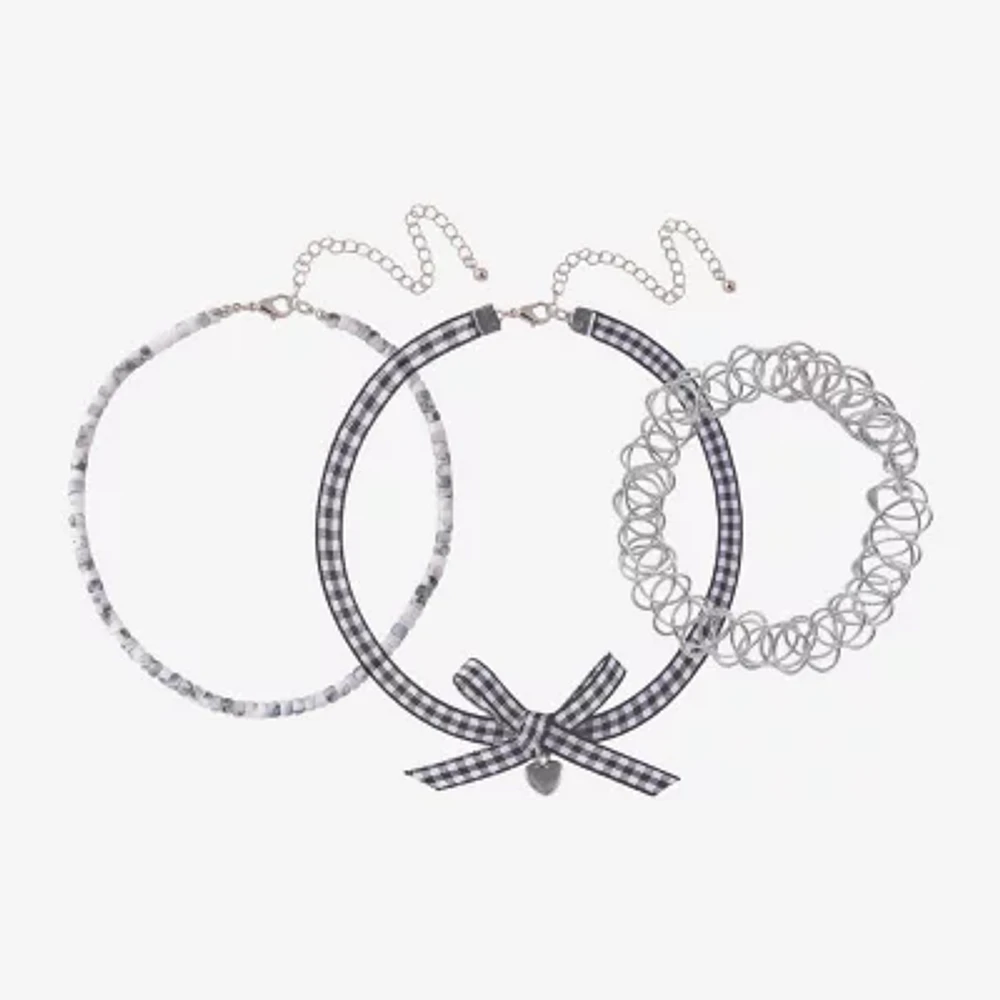 Arizona Gingham Womens Bow 3-pc. Necklace Set