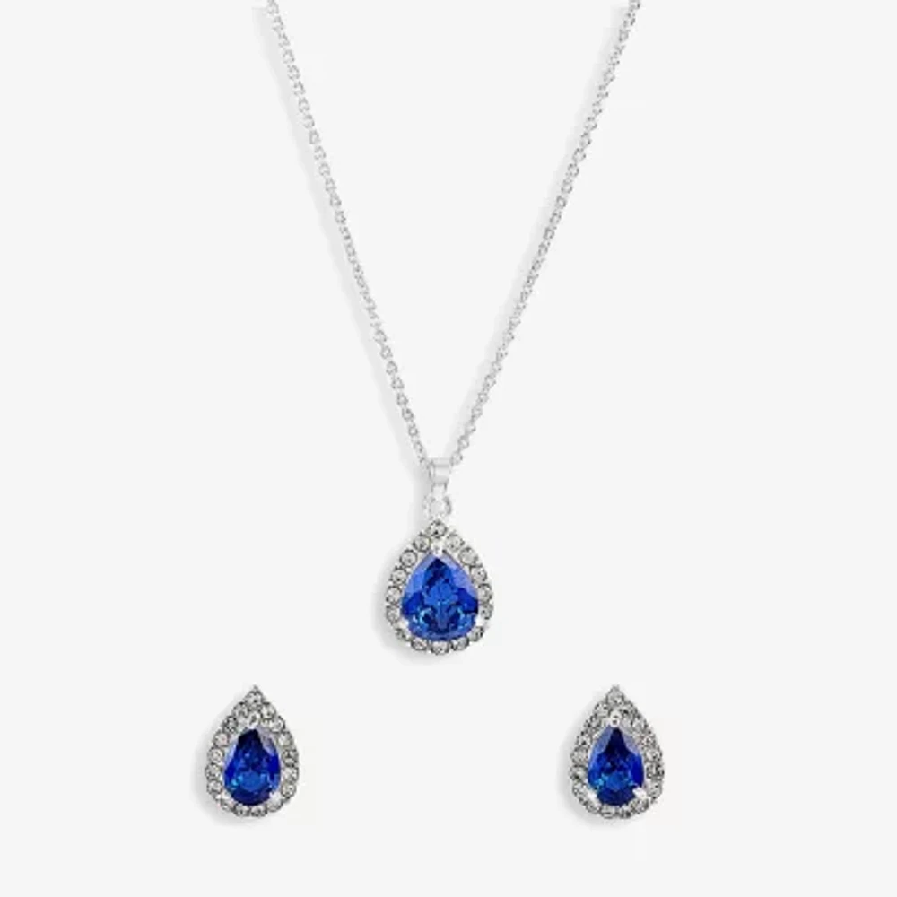 Sparkle Allure Light Up Box Halo Womens Cubic Zirconia Pure Silver Over Brass 2-pc. Jewelry Set