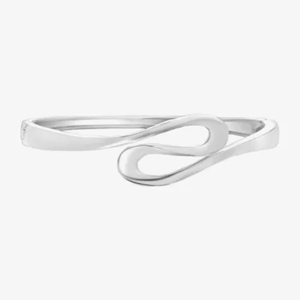 Sparkle Allure Squiggle Womens Cubic Zirconia Pure Silver Over Brass Bangle Bracelet