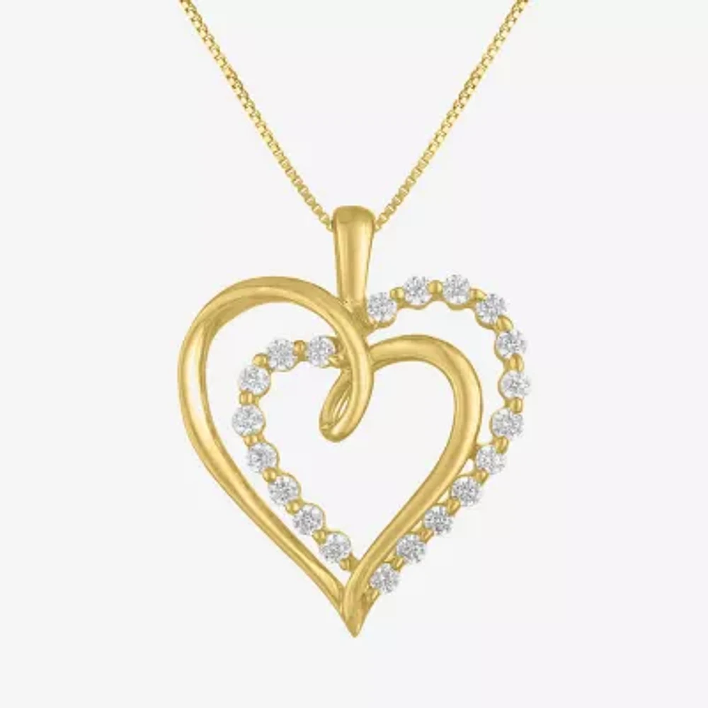 (G-H / I1-I2) Womens 1/3 CT. T.W. Lab Grown White Diamond 10K Gold Heart 16 Inch Pendant Necklace