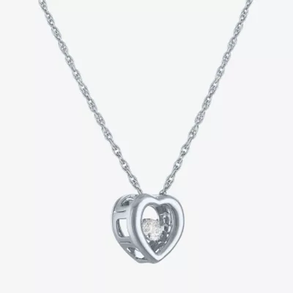 Yes Please! (G-H / I1-I2) Womens 1/10 CT. T.W. Lab Grown White Diamond Sterling Silver Heart 18 Inch Pendant Necklace