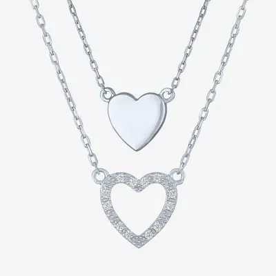 Yes Please! (G-H / I1-I2) Womens Diamond Accent Lab Grown White Diamond Heart 2-pc. Pendant Necklace Set