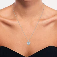 G-H / I1-I2) Womens / CT. T.W. Lab Grown White Diamond Sterling Silver Heart 18 Inch Pendant Necklace