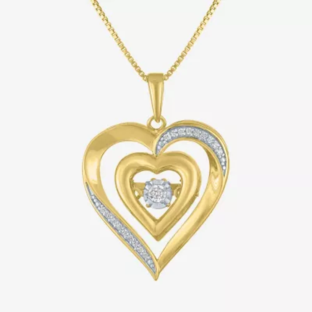 (G-H / I1-I2) Womens 1/10 CT. T.W. Lab Grown White Diamond 14K Gold Over Silver Sterling Silver Heart 16 Inch Pendant Necklace