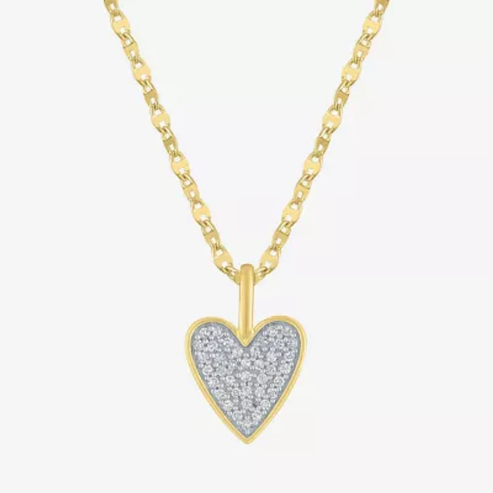 G-H / I1-I2) Womens / CT. T.W. Lab Grown White Diamond 14K Gold Over Silver Sterling Silver Heart Inch Pendant Necklace