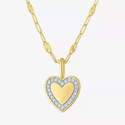 Diamond Addiction (G-H / I1-I2) Womens 1/10 CT. T.W. Lab Grown White Diamond 14K Gold Over Silver Heart 16 Inch Pendant Necklace