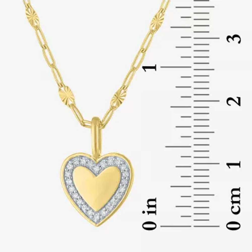 Diamond Addiction (G-H / I1-I2) Womens 1/10 CT. T.W. Lab Grown White Diamond 14K Gold Over Silver Heart 16 Inch Pendant Necklace