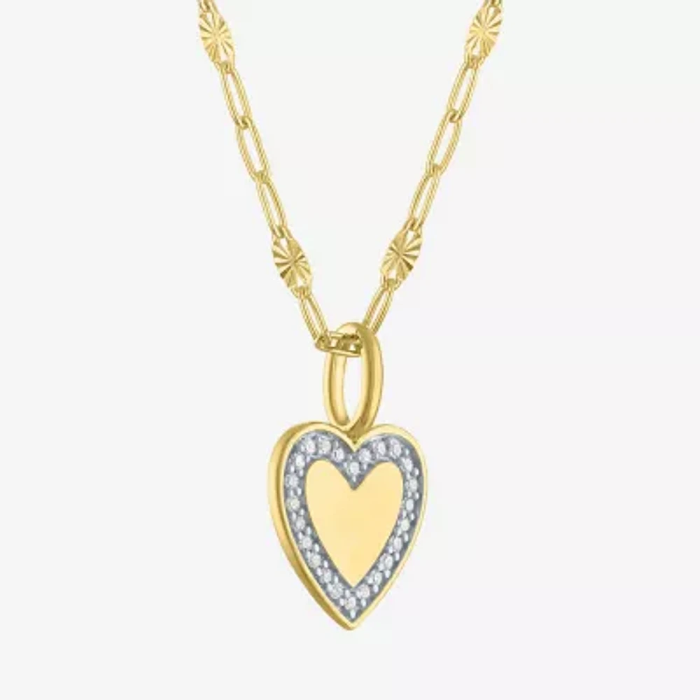 Diamond Addiction (G-H / I1-I2) Womens 1/10 CT. T.W. Lab Grown White Diamond 14K Gold Over Silver Heart 16 Inch Pendant Necklace