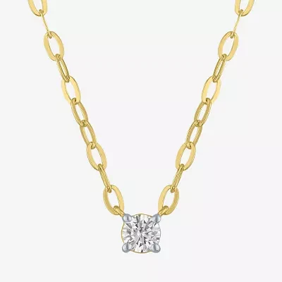 Diamond Addiction (G-H / I1-I2) Womens 1/4 CT. Lab Grown White 14K Gold Over Silver Sterling Round 16 Inch Pendant Necklace