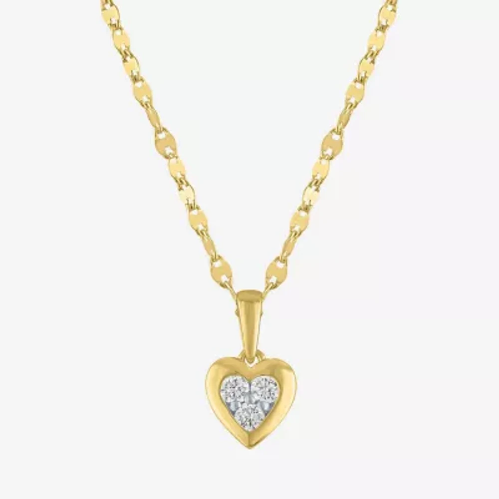 Diamond Addiction (G-H / I1-I2) Womens 1/5 CT. Lab Grown White Diamond 14K Gold Over Silver Sterling Silver Heart 16 Inch Pendant Necklace