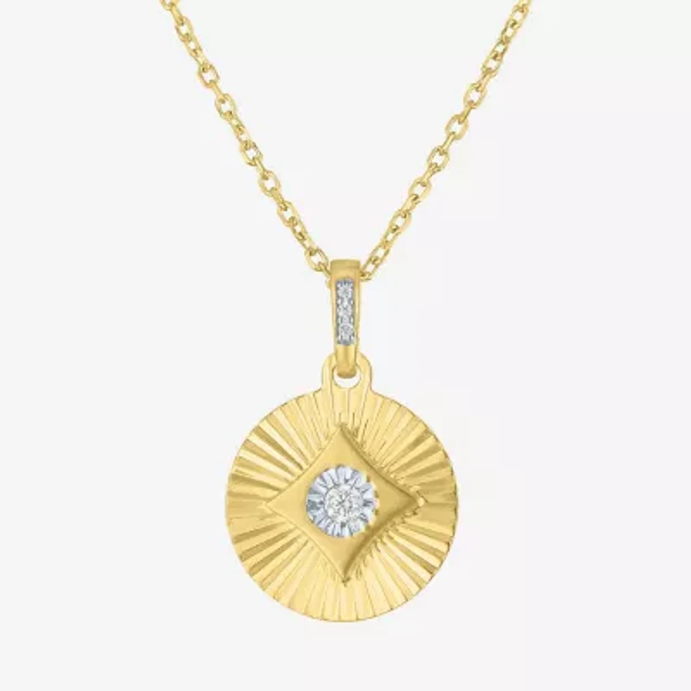 Diamond Addiction (G-H / I1-I2) Womens Diamond Accent Lab Grown White Diamond 14K Gold Over Silver Round 16 Inch Pendant Necklace