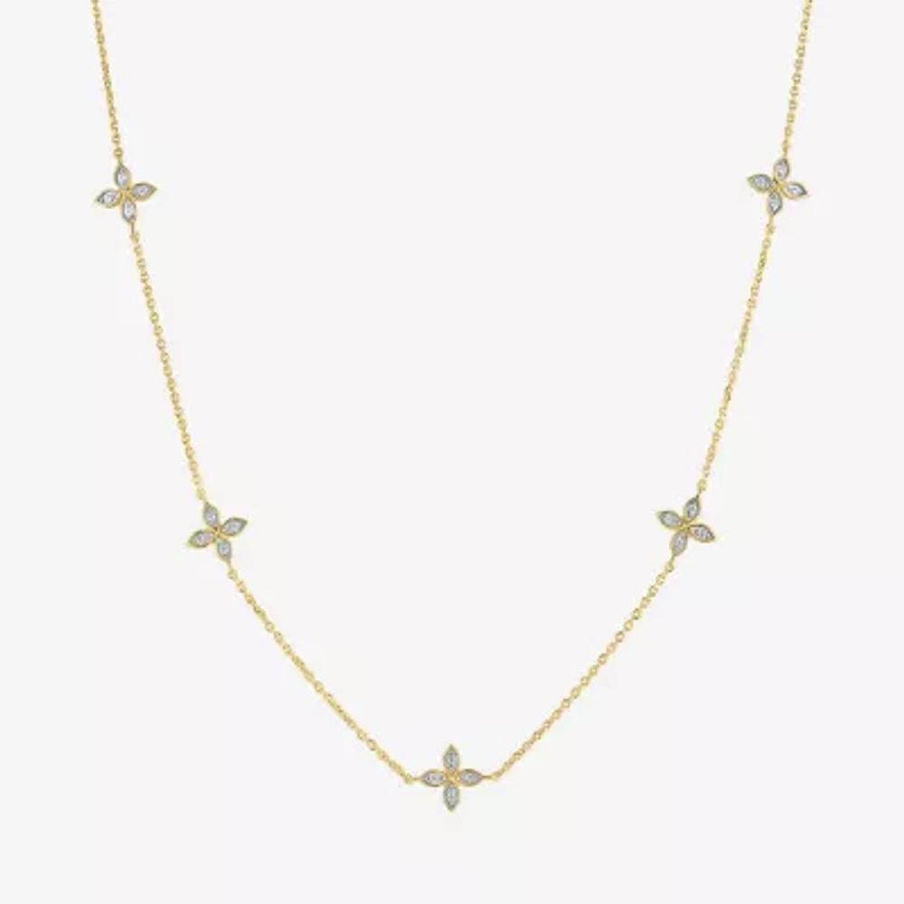 Diamond Addiction (G-H / I1-I2) Womens 1/4 CT. T.W. Lab Grown White Diamond 14K Gold Over Silver Sterling Silver Flower 16 Inch Pendant Necklace
