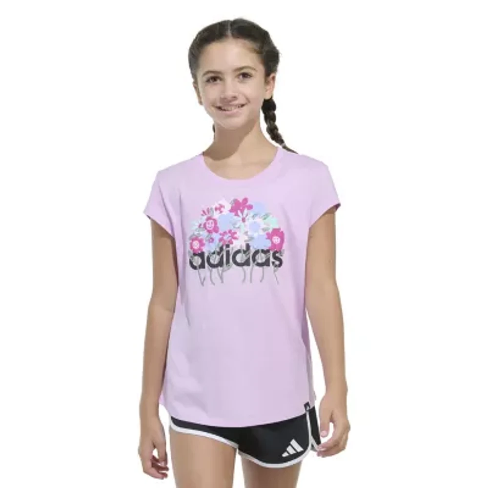 adidas Big Kid Girls Crew Neck Short Sleeve Slim Fit Graphic T-Shirt