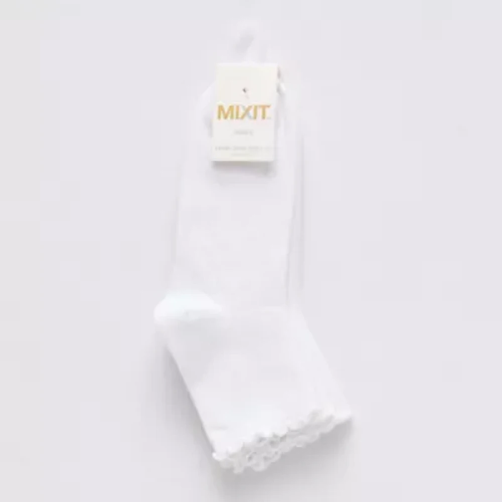 Mixit Lettuce Edge Womens 3 Pair Quarter Ankle Socks