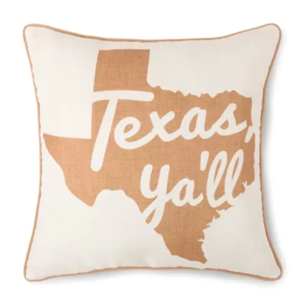 Texas Y'All Longhorns Square Throw Pillow