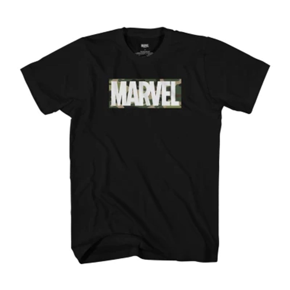 Big & Tall Mens Marvel Camo Logo Crew Neck Graphic T-Shirt