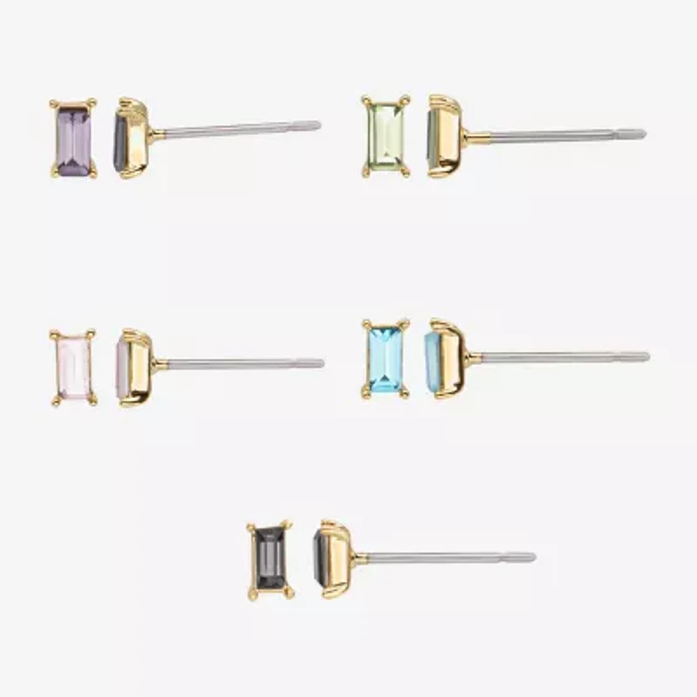 Sparkle Allure Womens Multi Color Crystal 14K Gold Over Brass 5 Pair Earring Set