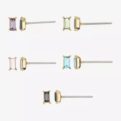 Sparkle Allure Womens Multi Color Crystal 14K Gold Over Brass 5 Pair Earring Set