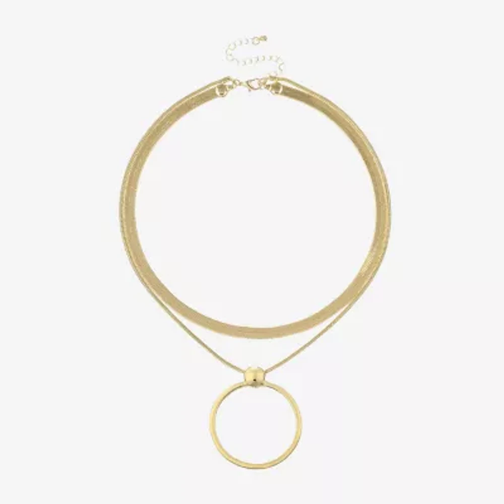 Bold Elements Gold Tone Womens 18 Inch Pendant Necklace