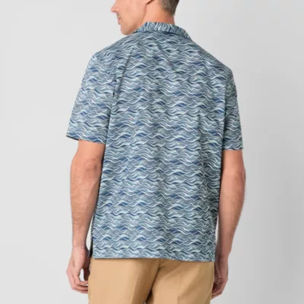 J. Ferrar Ultra Comfort Mens Short Sleeve Camp Shirt