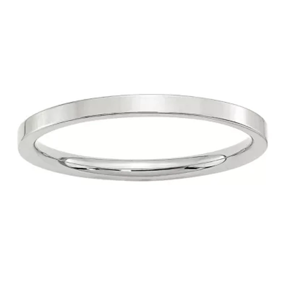 Womens 2MM Sterling Silver Wedding Band