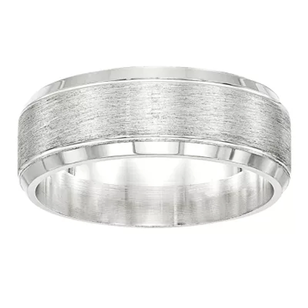 Personalized Mens 8MM Sterling Silver Wedding Band
