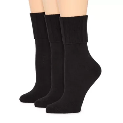 Mixit Everyday Essential Rib Womens 3 Pair Turncuff Socks
