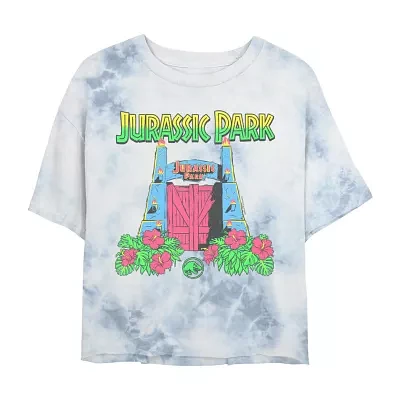 Jurassic Park Cropped Tee Womens Crew Neck Short Sleeve Regular Fit Juniors Graphic T-Shirt