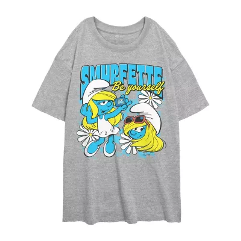 Smurfette Be Yourself Tee Womens Crew Neck Short Sleeve Regular Fit Smurfs Juniors Graphic T-Shirt
