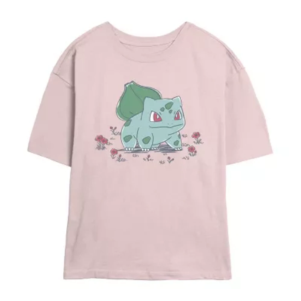 Bulbasaur Tee Womens Crew Neck Short Sleeve Regular Fit Pokeman Juniors Graphic T-Shirt