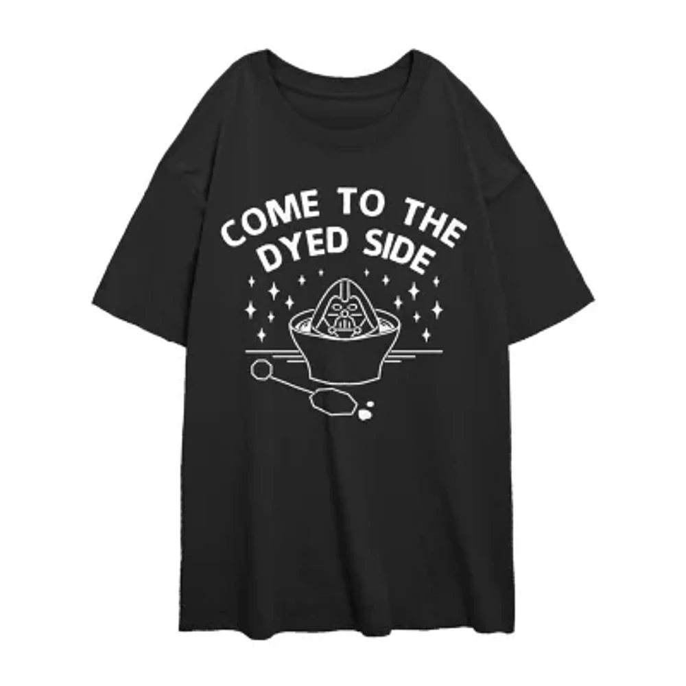 Womens Crew Neck Short Sleeve Regular Fit Star Wars Juniors Graphic T-Shirt