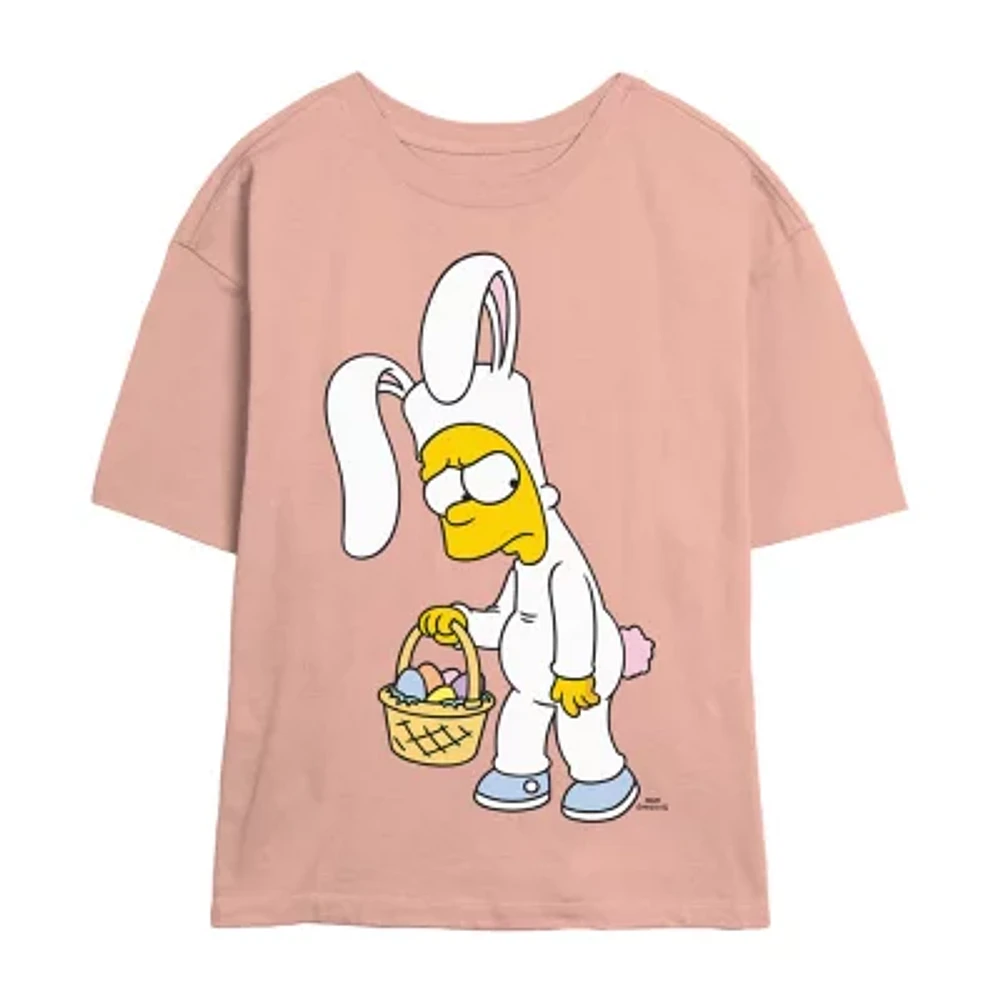 Bunny Bart Tee Womens Crew Neck Short Sleeve Regular Fit The Simpsons Juniors Graphic T-Shirt