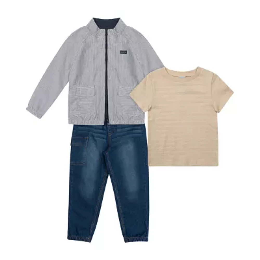 Little Lad Reversible Jacket Baby Boys 3-pc. Pant Set