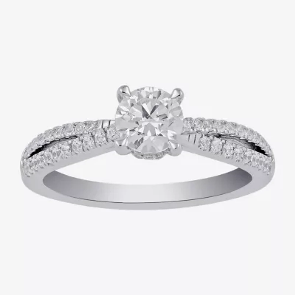 (G / I1) Womens 1 CT. T.W. Lab Grown White Diamond 14K Gold Round Engagement Ring
