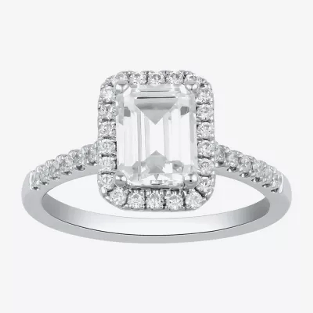 (G / I1) Womens 2 CT. T.W. Lab Grown White Diamond 10K Gold Halo Engagement Ring