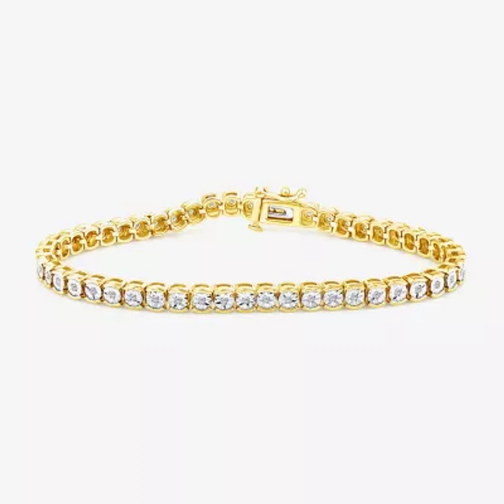 (I2,I) Womens 1/4 CT. T.W. Lab Grown White Diamond 14K Gold Over Silver 7 Inch Tennis Bracelet