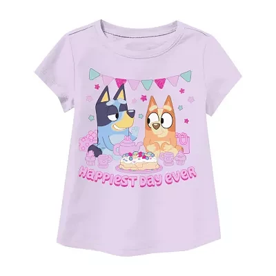 Toddler Girls Crew Neck Short Sleeve Regular Fit Bluey Graphic T-Shirt