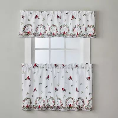Saturday Knight Cardinals & Berries Holiday 2-pc. Rod Pocket Window Tier