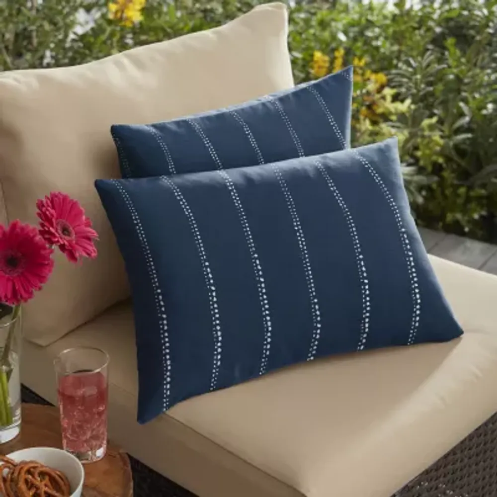 Mozaic Company 12''X18'' Knife Edge 2-pc. Rectangular Outdoor Pillow - Carlo Oxford Navy