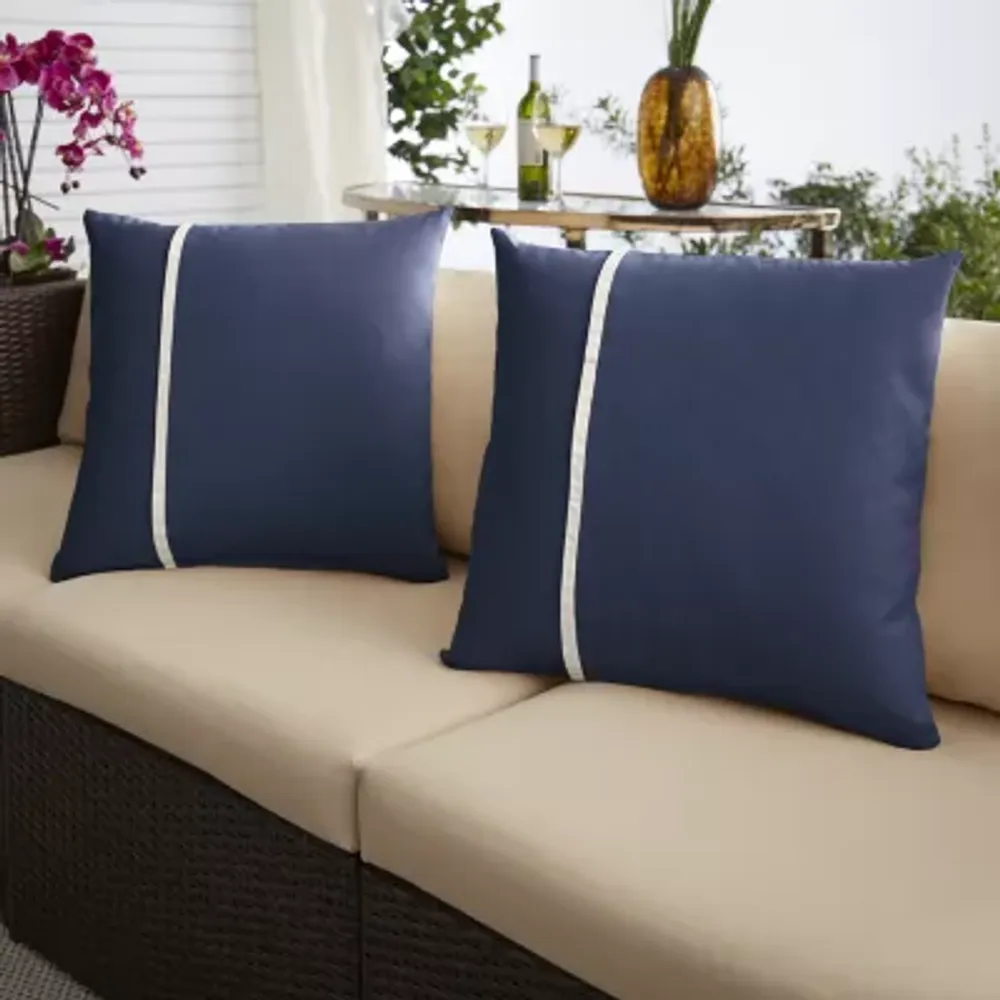 Mozaic Company Sunbrella Canvas Navy Pillow with Flange (Set of 2)